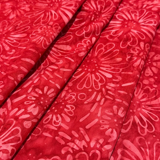 Feldman Premium Indonesian Batik Red Tie Dye Daisy Fabric